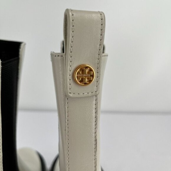 Tory Burch Women's Size 9 Benton Boot Vachetta Calf Heavy Boots In Ivory/Black - Picture 10 of 15